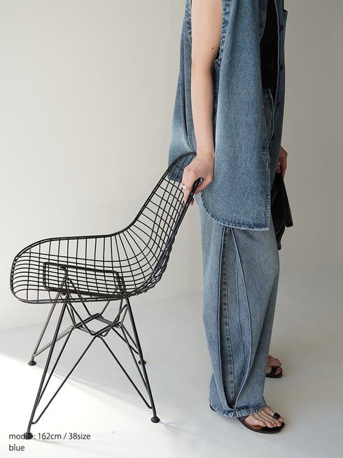 SIDE PLEATED DENIM PANTS / Y243-31045-3 /【 BLUE 】